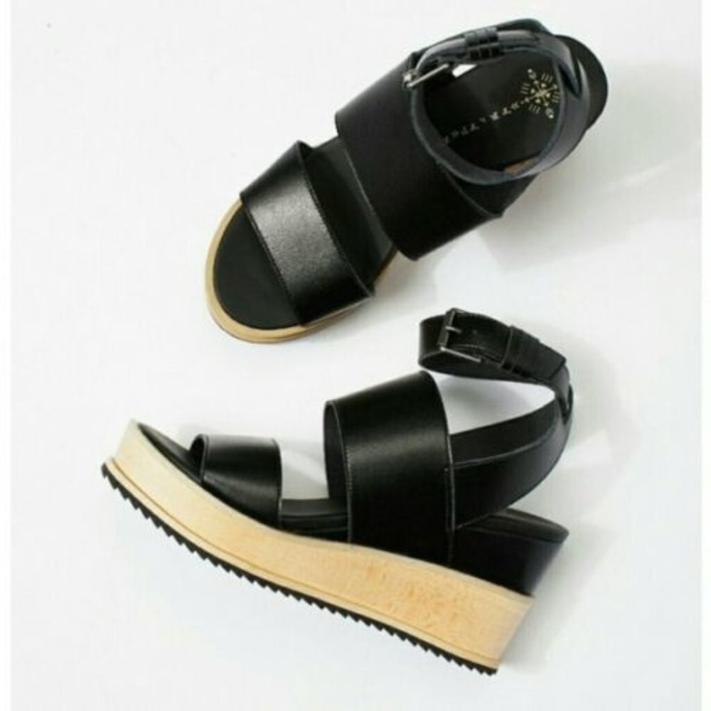 Farylrobin Free People Womens Size 6 Dorian Wedge Sandal in Vegan Leather